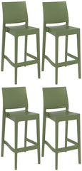 4er Set Barhocker Maya - oliv