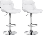 Set di 2 sgabelli da bar Vonore in similpelle bianca con struttura cromata, design elegante e regolabile in altezza.