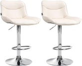 Set di 2 sgabelli da bar Vonore in similpelle crema con base cromata, regolabili in altezza e dal design moderno.