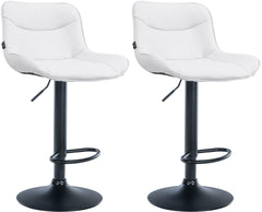 Set di 2 sgabelli da bar Vonore in similpelle nera e bianca, design moderno e regolabile in altezza.