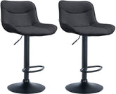 Set di 2 sgabelli da bar Vonore in similpelle nera, regolabili e dal design moderno, ideali per cucina e soggiorno.