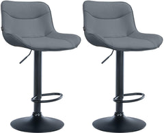 Set di 2 sgabelli da bar Vonore in similpelle nera e grigia, regolabili in altezza, design moderno e funzionale.