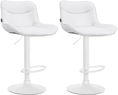 Set di 2 sgabelli da bar Vonore in similpelle bianca, regolabili, design moderno e funzionale per interni eleganti.