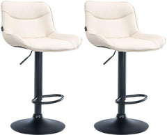 Set di 2 sgabelli da bar Vonore in similpelle nera e crema, regolabili in altezza, design moderno e funzionale.