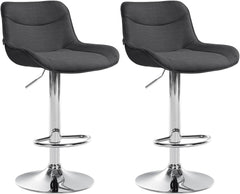 Set di 2 sgabelli da bar regolabili in tessuto grigio scuro, design moderno e funzionale per interni eleganti.
