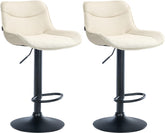 Set di 2 sgabelli da bar Vonore in tessuto nero e crema, regolabili in altezza, design moderno e funzionale.