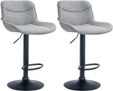 Set di 2 sgabelli da bar Vonore in tessuto nero e grigio, regolabili in altezza, dal design moderno e funzionale.
