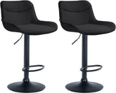 Set di 2 sgabelli da bar Vonore in tessuto nero, regolabili in altezza, design moderno e funzionale per ogni ambiente.