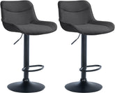 Set di 2 sgabelli da bar regolabili in altezza Vonore, in tessuto nero e grigio scuro, dal design moderno e funzionale.