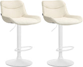 Set di 2 sgabelli da bar Vonore in tessuto crema, regolabili in altezza, perfetti per arredare con stile.