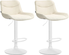 Set di 2 sgabelli da bar Vonore in tessuto crema, regolabili in altezza, perfetti per arredare con stile.