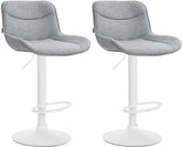 Set di 2 sgabelli da bar Vonore in tessuto grigio, regolabili in altezza, perfetti per un arredamento moderno e funzionale.