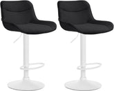 Set di 2 sgabelli da bar Vonore in tessuto bianco e nero, regolabili in altezza, design moderno e funzionale.
