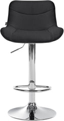 Set di 2 sgabelli da bar regolabili in altezza, in tessuto nero con base cromata, design moderno e funzionale.