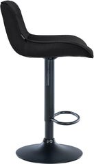 Set di 2 sgabelli da bar Vonore in tessuto nero, regolabili in altezza, design moderno e funzionale per ogni ambiente.