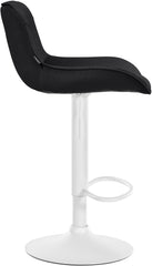 Set di 2 sgabelli da bar Vonore in tessuto bianco e nero, regolabili in altezza, design moderno e funzionale.