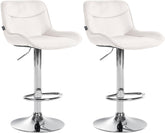 Set di 2 sgabelli da bar Vonore in velluto crema con base cromata, regolabili in altezza e dal design moderno.