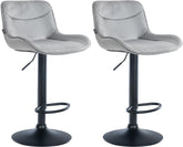 Set di 2 sgabelli da bar Vonore in velluto nero e grigio, regolabili in altezza, design moderno e funzionale.