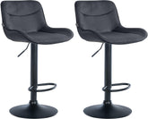 Set di 2 sgabelli da bar Vonore in velluto nero, regolabili in altezza, design moderno e funzionale per la tua casa.
