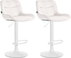 Set di 2 sgabelli da bar Vonore in velluto crema, eleganti e regolabili in altezza per un design moderno e funzionale.