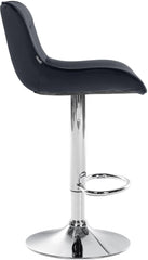 Set di 2 sgabelli da bar Vonore in velluto nero con base cromata, design elegante e regolabile in altezza.