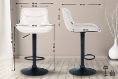 Set di 2 sgabelli da bar Vonore in velluto nero e crema, eleganti e regolabili in altezza per un design moderno.