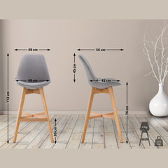 Barhocker Cannes Stoff Natura - grau - InfinityMarket