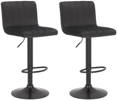 2er Set Barhocker Jamie Samt - schwarz