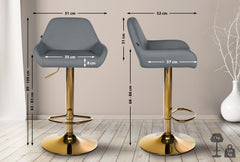 Barhocker Braga Gold Kunstleder - grau