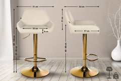 Barhocker Braga Gold Kunstleder - creme