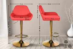 2er Set Barhocker Braga Gold Kunstleder - rot