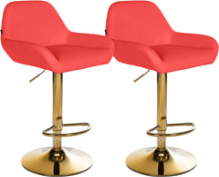 2er Set Barhocker Braga Gold Kunstleder - rot