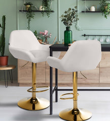2er Set Barhocker Braga Gold Kunstleder - wei�