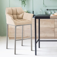 Barhocker Damaso E Stoff mit 4-Fuß Gestell - creme - InfinityMarket