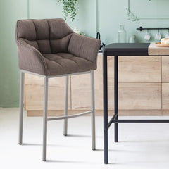 Barhocker Damaso E Stoff mit 4-Fuß Gestell - grau - InfinityMarket