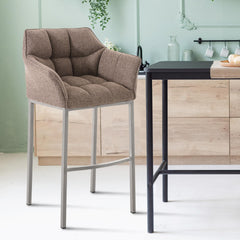 Barhocker Damaso E Stoff mit 4-Fuß Gestell - terrabraun - InfinityMarket