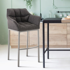 Barhocker Damaso E Stoff mit 4-Fuß Gestell - titangrau - InfinityMarket