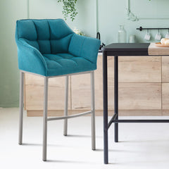 Barhocker Damaso E Stoff mit 4-Fuß Gestell - türkis - InfinityMarket