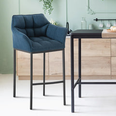 Barhocker Damaso B Stoff mit 4-Fuß Gestell - blau - InfinityMarket