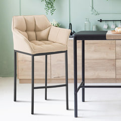 Barhocker Damaso B Stoff mit 4-Fuß Gestell - creme - InfinityMarket