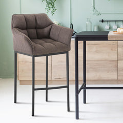 Barhocker Damaso B Stoff mit 4-Fuß Gestell - grau - InfinityMarket
