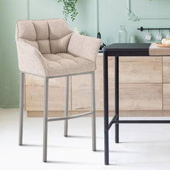 Barhocker Damaso E Stoff mit 4-Fuß Gestell - elfenbein - InfinityMarket