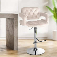 Barhocker Dublin Samt chrom - creme