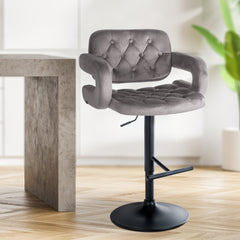 Barhocker Dublin Samt schwarz - grau
