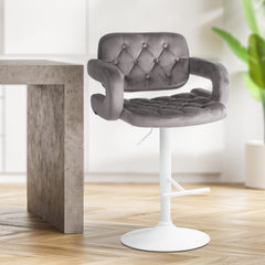 Barhocker Dublin Samt wei� - grau