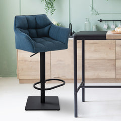 Barhocker Damaso B Stoff - blau - InfinityMarket