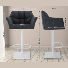 2er Set Barhocker Damaso Stoff weiß - dunkelgrau