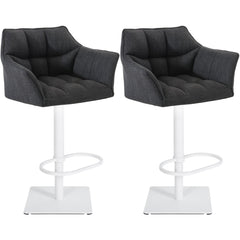 2er Set Barhocker Damaso Stoff weiß - dunkelgrau