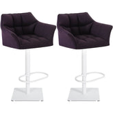 2er Set Barhocker Damaso Stoff weiß - lila