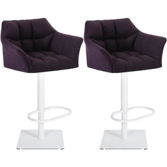 2er Set Barhocker Damaso Stoff weiß - lila